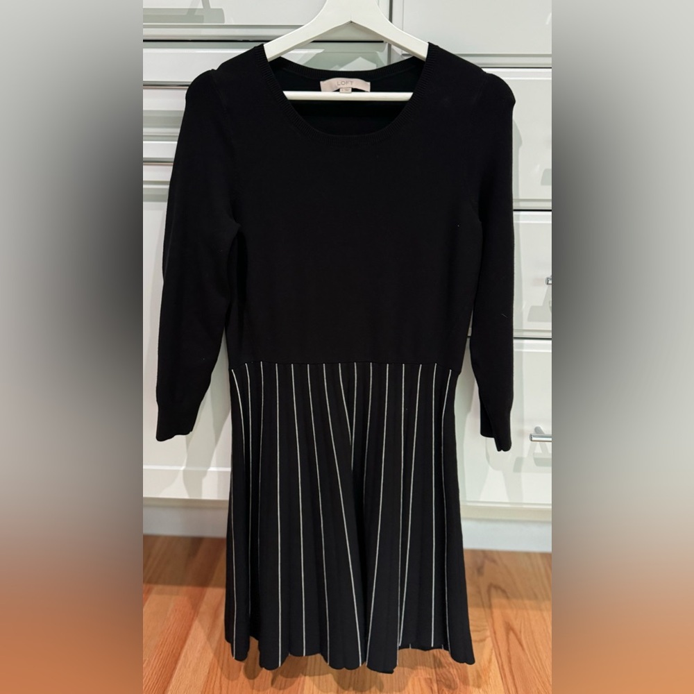 LOFT striped skirt black sweater dress